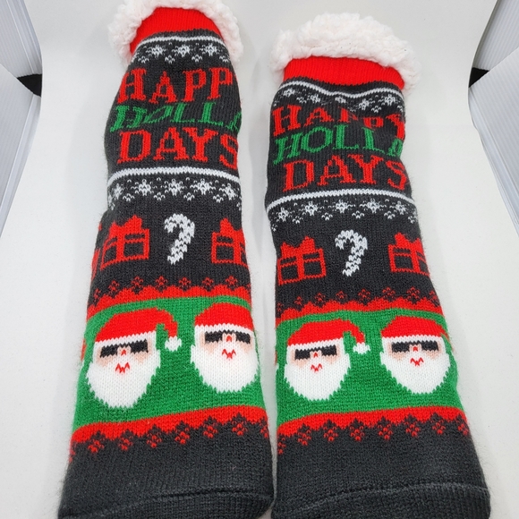 Holiday Santa Slipper Socks- Like New! - Picture 1 of 4